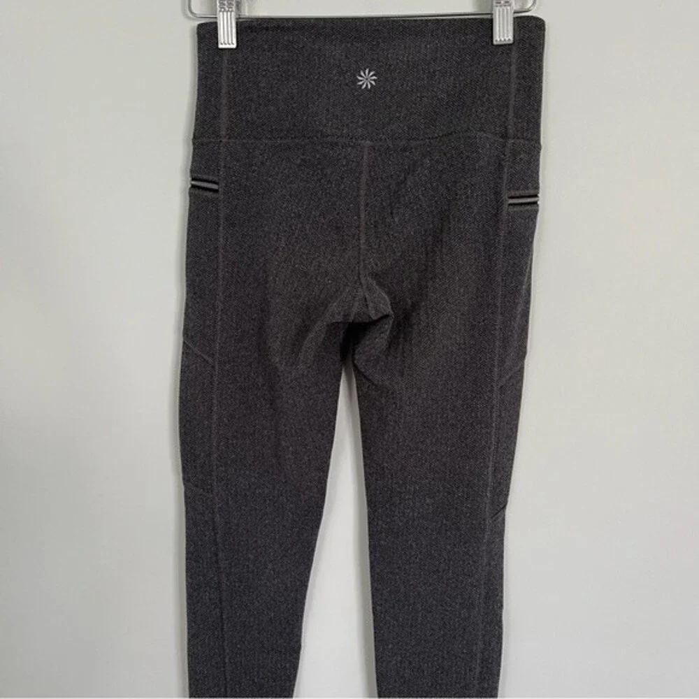Athleta Herringbone Sly Drifter Tights w/ Zipper Pockets in Grey, Size XS NWOT